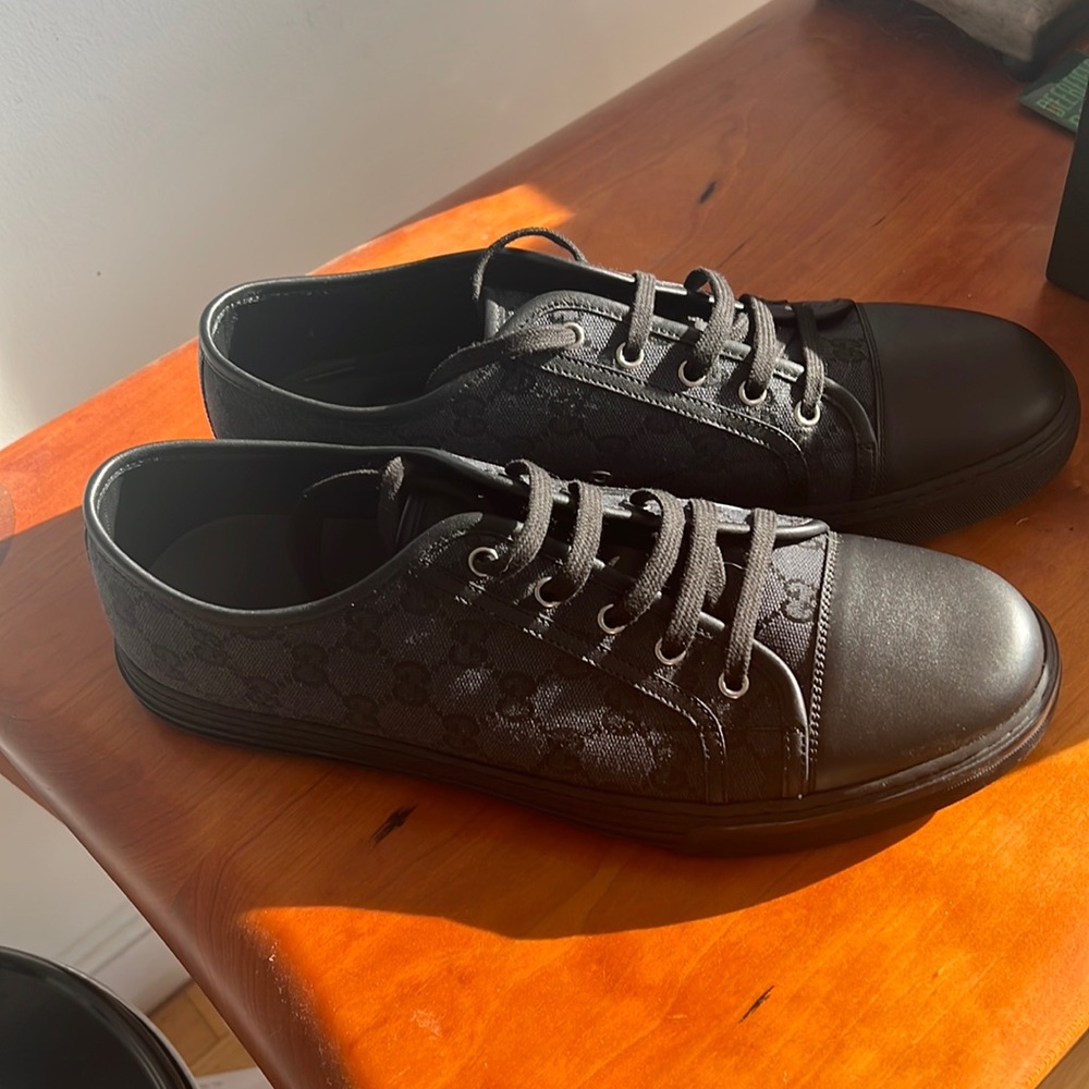 Men’s Gucci Black GG Canvas and Leather Sneakers